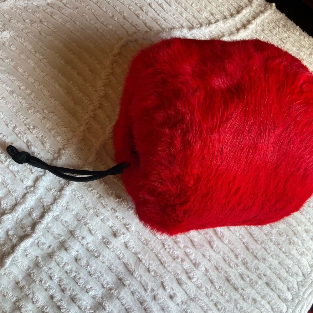 Faux fur red hand muff